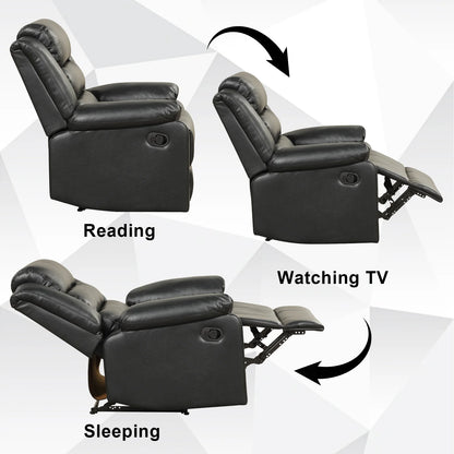 Bonzy Home Recliner Chairs for Living Room Overstuffed Breathable Fabric Reclining Chair Manual Sofa Brown