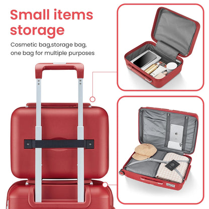 4 Piece Luggage Set, Expandable Lightweight Suitcase Set, PP Materials Travel Luggage with TSA Lock Spinner Wheels, White (14/20/24/28)