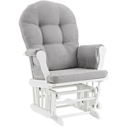 Angel Line Windsor Glider and Ottoman. White Finish with Gray Cushions