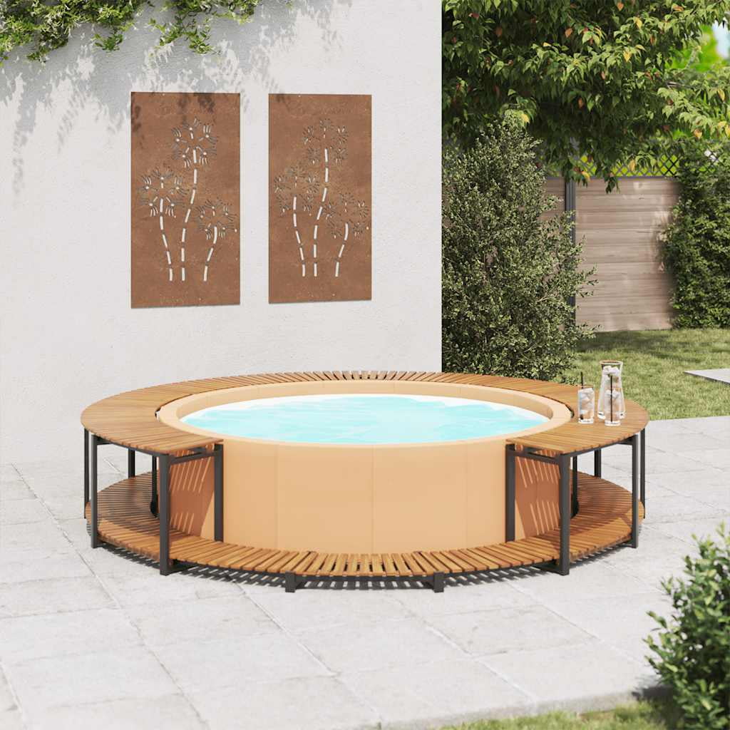 vidaXL Spa Surround 107.5"x20.9" Solid Acacia Wood