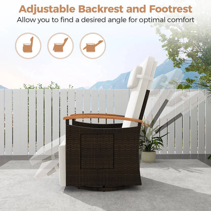 Costway Outdoor 360�� Swivel Rattan Recliner Chair Patio Wicker Chaise Lounge Chair Beige