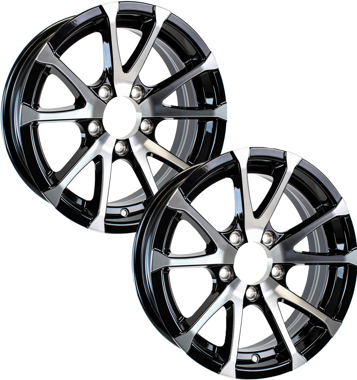 eCustomrim 2-Pack Aluminum Trailer Rims Wheels 5 Lug 13" Avalanche V-Spoke/Black