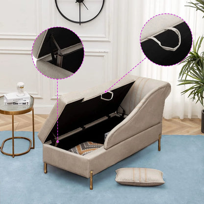 Andeworld Chaise Lounges Indoor Chair, Modern Upholstered Tufted Chaise Lounge Chair Indoor Faux Suede Sofa Recliner Couch for Bedroom Office Living Room Left Arm Facing Chaise Lounge（Khaki�?,This modern lounge couch sofa is made of highly elastic