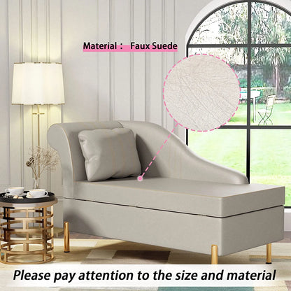 Andeworld Chaise Lounges Indoor Chair, Modern Upholstered Tufted Chaise Lounge Chair Indoor Faux Suede Sofa Recliner Couch for Bedroom Office Living Room Left Arm Facing Chaise Lounge（Khaki�?,This modern lounge couch sofa is made of highly elastic