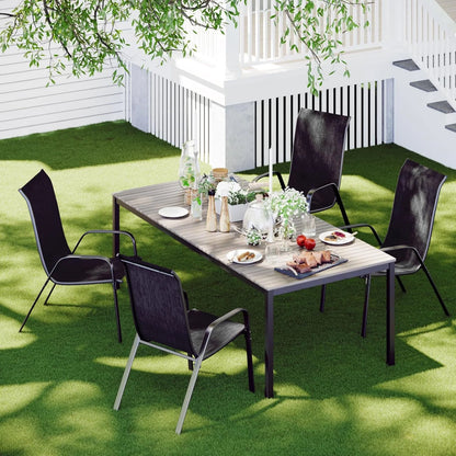 LAZY BUDDY Patio Chairs Set of 4, Stackable Outdoor Dining Chairs, Heavy Duty Breathable Chairs for Backyard, Garden, Lawn 330lbs