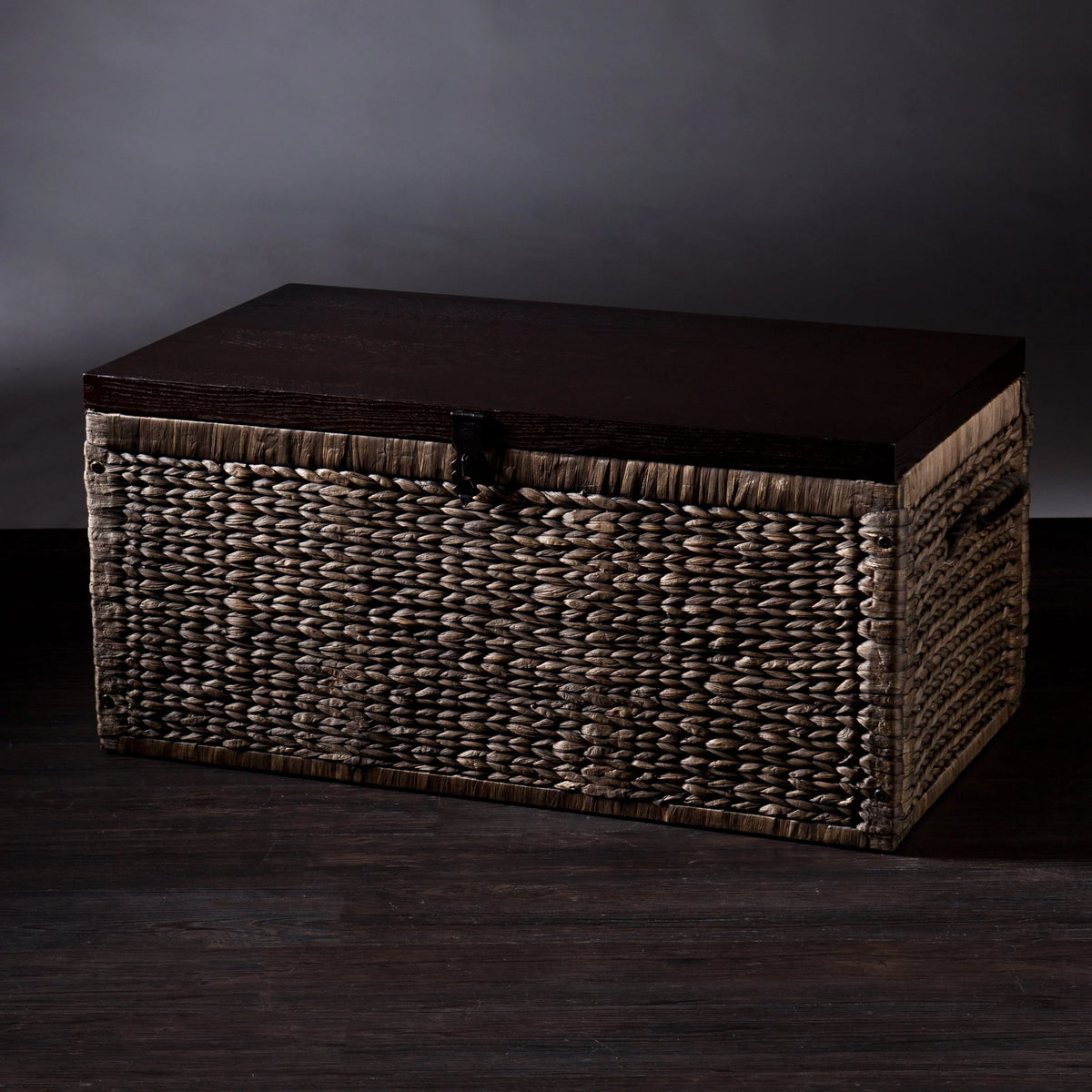 Samford Water Hyacinth Storage Trunk, Blackwashed with Espresso