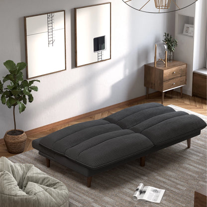 Homall Futon sofa, Two Seat Adjustable Sofa, Corduroy Fabric, Upholstered Sofa, Sofa Changeable into Bed, Leisure Reading and Games, Green