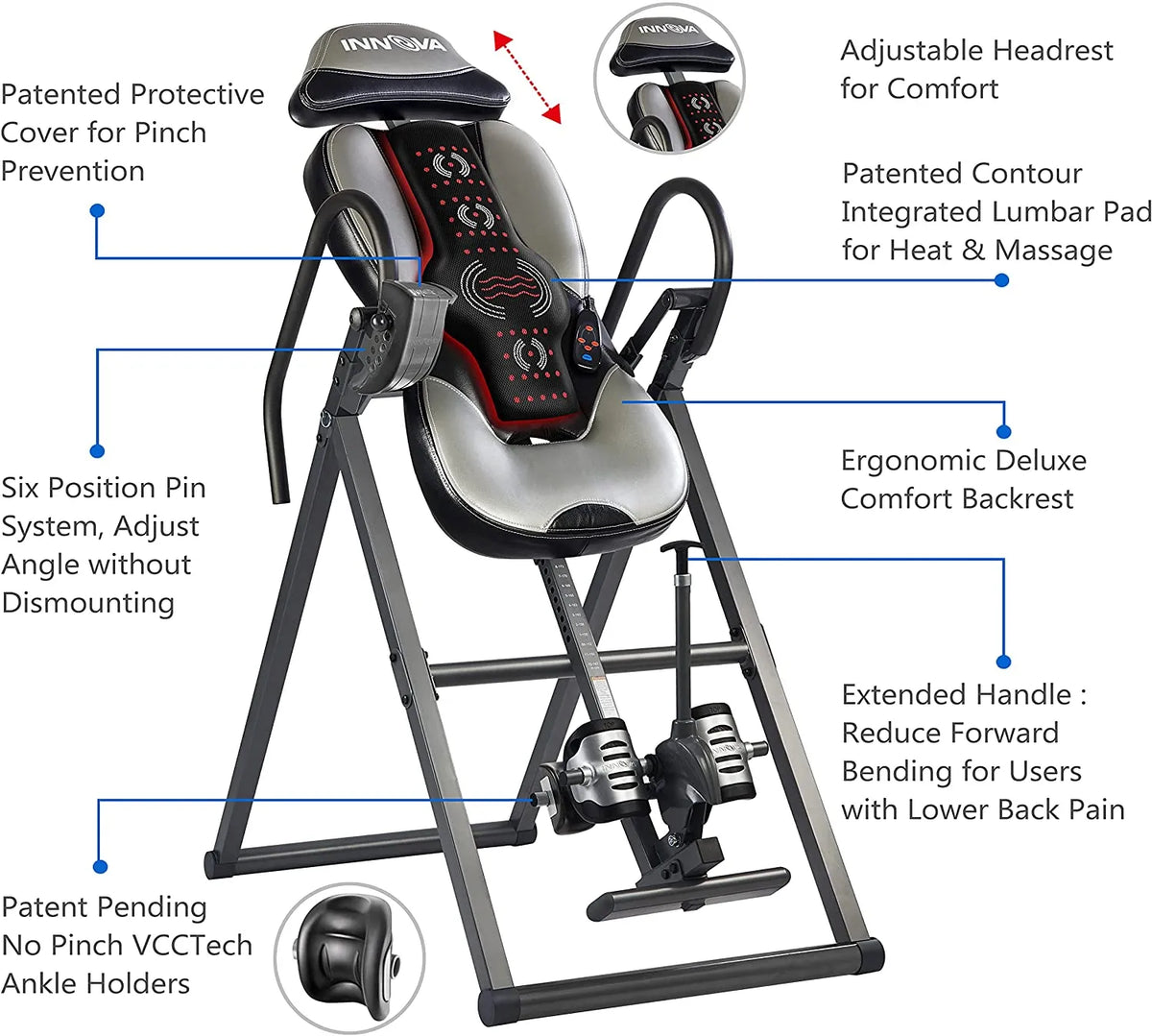 INNOVA HEALTH AND FITNESS ITM5900 Advanced Heat and Massage Inversion Table sgtnighsdesigns