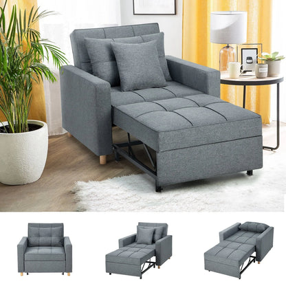 YODOLLA 3-in-1 Futon Sofa Bed Chair,Convertible Sofa Sleeper-Dark Gray