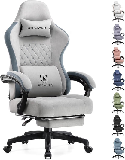 GTPLAYER Ergonomic High Back Pocket Spring Cushion Gaming Chair with Footrest & Linkage Armrests, Black