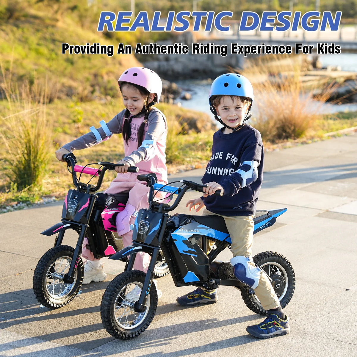 HOVERMAX H12M 36V Electric Dirt Bike, 300W Electric Motorcycle 15.5MPH Max Speed, Ride On Toys motocross for Kids Teens, Blue