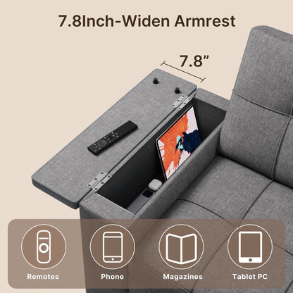 Sofa Bed, Lofka 3-in-1 Convertible Sleeper Sofa with Storage, Adjustable Backrest & Pull Out Function - Sleeper Chair for Small Space, Apartment, Dark Grey
