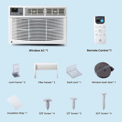 GAOMON 6000 BTU Window Air Conditioner, Cools Up to 350 Sq. Ft, Window AC Unit with Remote, 3 fan speeds, Sleep mode, Auto Restart, 24H Timer Window Air Conditioner, 115V/60Hz, White