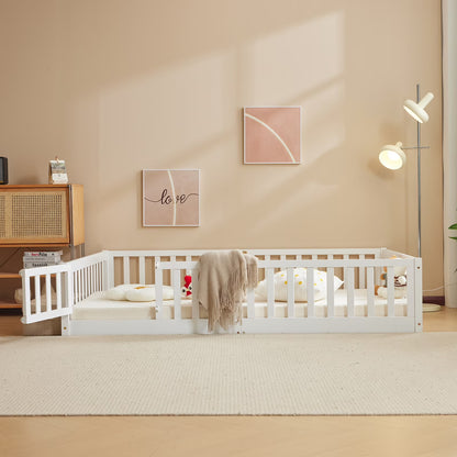 Ktaxon Montessori Twin Floor Bed with Safety Guardrails, Toddler Bed Frame for Kids, Wood Frame - Nature