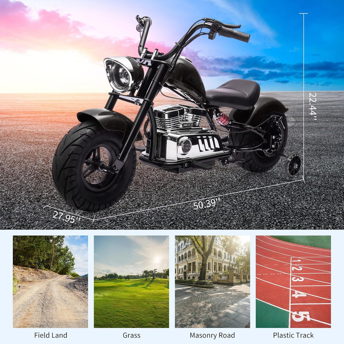 Pinypikaka 36V Ride On Off-Road Motorcycle Electric Dirt Bike for Teens, 350W Brushless Motor, 16.5MPH with Music, Spring Suspension, LED Light, Leather Seat for 14+ Years Old Kids Max Load 176lbs