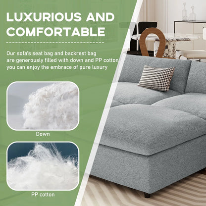 Harper & Bright Designs Convertible Modular Sectional Sofa with 2 Removable Ottomans & Pillows, Large U Shape Cloud Couch with Reversible Chaise for Living Room, Grey