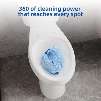 TROPOW Toilet, Two-Piece Toilet, ADA Toilet with Dual Flush, Elongated Toilets for Bathrooms with Soft Close Seat, Universal Height,White