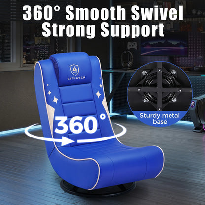 GTPLAYER Swivel Floor Gaming Chairs with Foldable Backrest for Teens,, Red