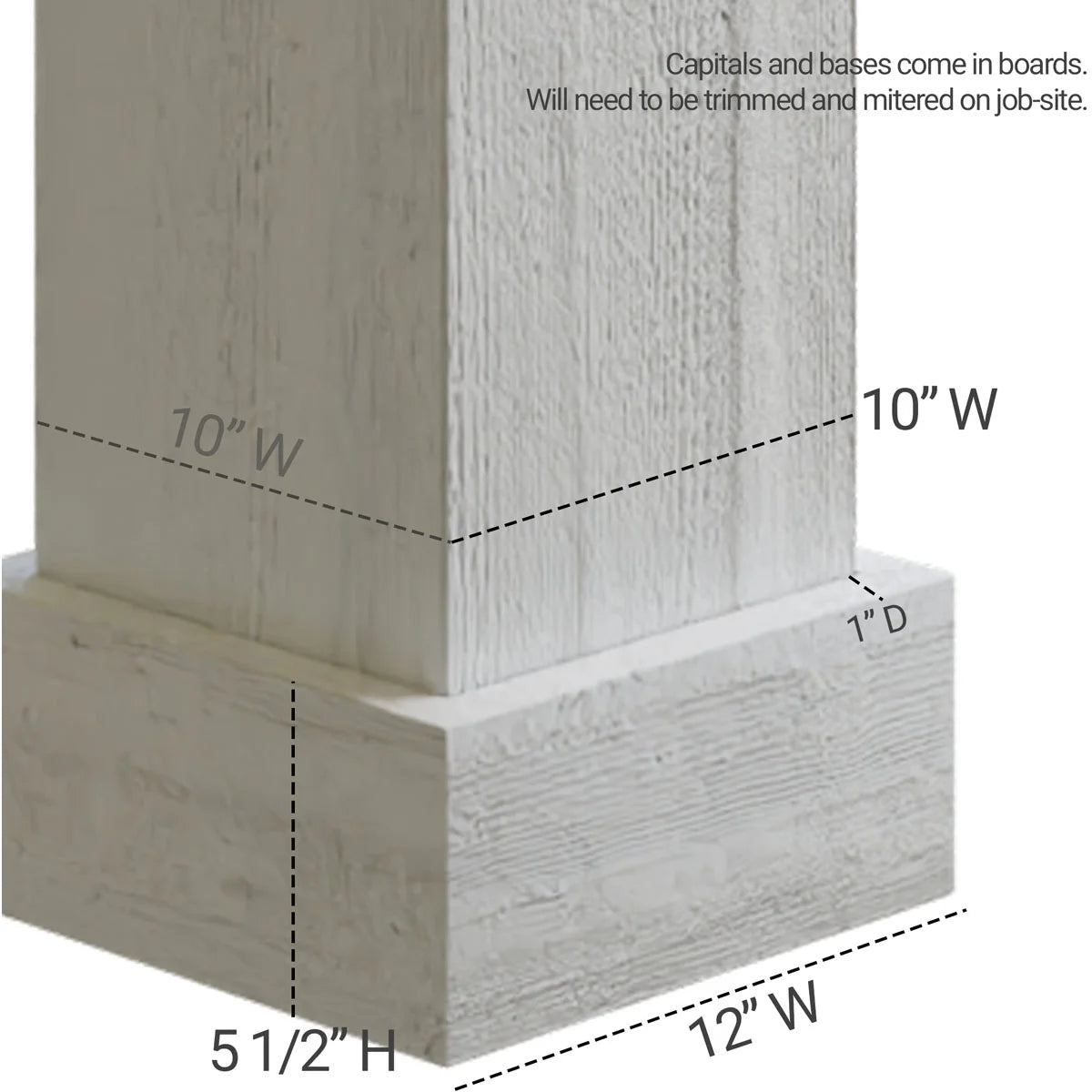 Ekena Millwork 18"W x 5'H Hand Hewn Endurathane Faux Wood Non-Tapered Square Column Wrap with Standard Capital & Base