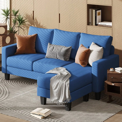 Homall Convertible Sectional Sofa Couch, Modern Linen Fabric L-Shaped Couch 3-Seat Sofa Sectional with Reversible Chaise for Small Living Room, Apartment and Small Space, Dark Gray