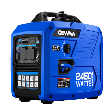2450-Watt 120V Gas Powered Portable Fuel Inverter Generator Included 1.6 Gallon Large Fuel Tank Super Quiet