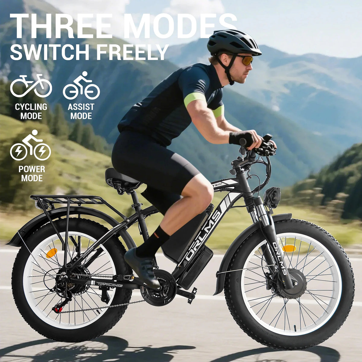 60V 25AH Battery Electric Bike for Adults,5000W Peak Dual Motor Ebike,AWD 21-Speed 50MPH Mountain Snow E-Bike with 26" x 4.0 Fat Tire, Long Range Mountain Dirt Bike for Off-Road Snow Sand