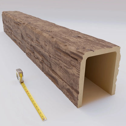 Ekena Millwork 3 1/2"W x 3 1/2"H x 120"L 3-Sided (U-Beam) Salvaged Timber HeritageTimber Faux Wood Ceiling Beam, Kona Brown