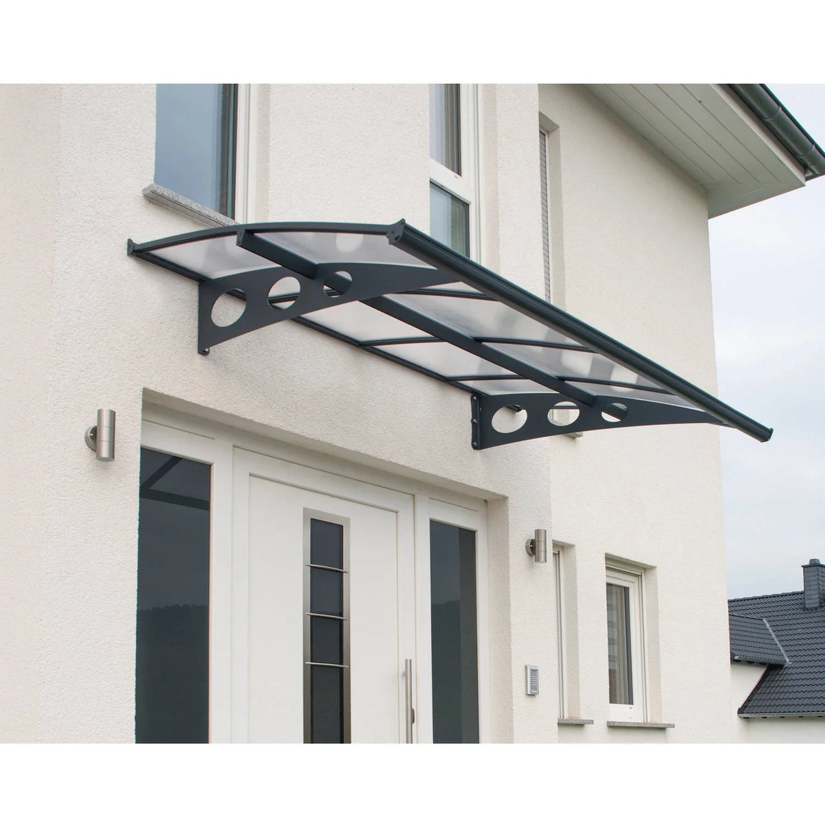 Palram - Canopia Herald 6690 22' x 5' Polycarbonate/Galvanized Steel Awning - Gray/Mist