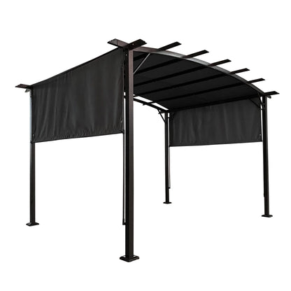 12 x 9 Ft Outdoor Gazebo with Retractable Shade Canopy, Weather Resistant Backyard Gazebo, Patio Outside Gazebo with Sturdy Construction, Metal Gazebo with Rust-Resistant Finish for Garden, Gray