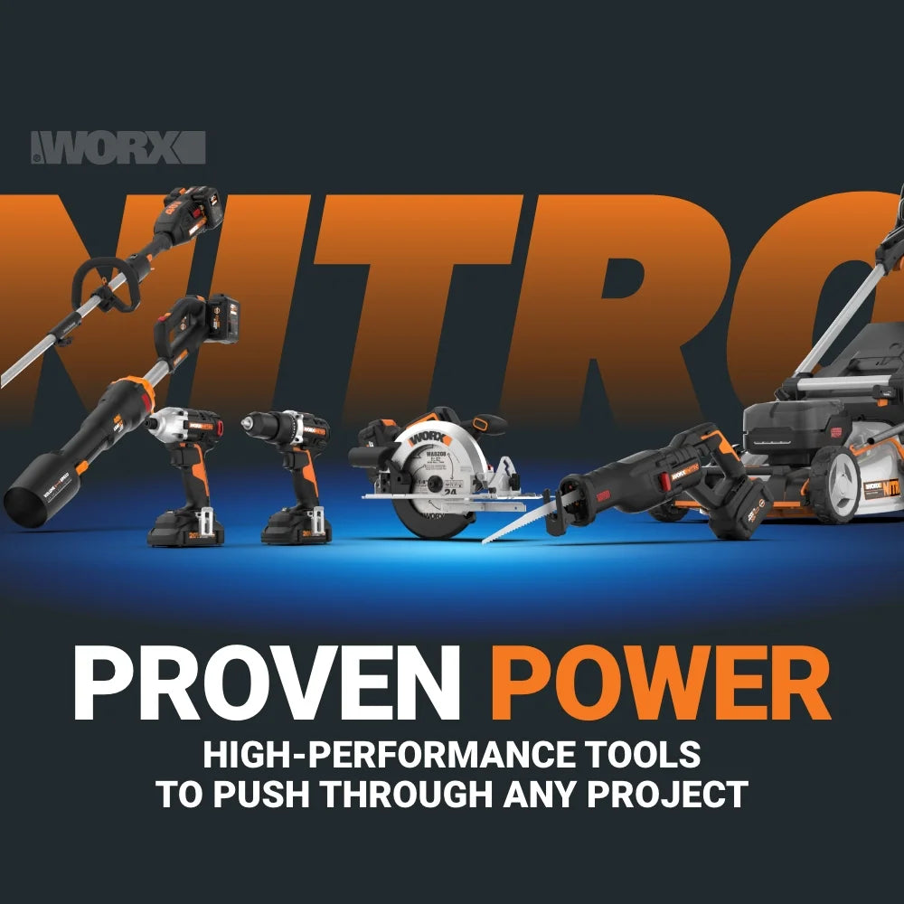 Worx Nitro WG737 40V 16" Cordless Push Lawn Mower with Brushless Motor (Batteries & Charger Included)