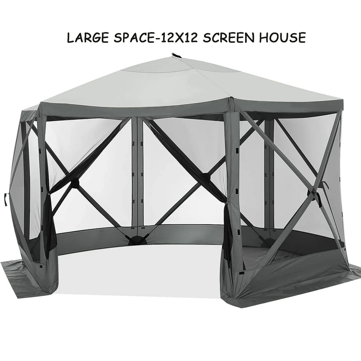 COBIZI 12x12 Pop Up Canopy Gazebo, Outdoor Canopy Tent Screen House with 5 sidewalls and Netting for Camping, Waterproof, UV Resistant, Ez Set-up Party Tent with Carrying Bag and Ground Stakes,Brown
