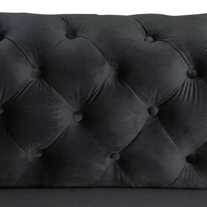 Morden Fort Modern Contemporary 2 Piece of Loveseat and Sofa Set with Deep Button Tufting Dutch Velvet, Solid Wood Frame and Iron Legs-Black