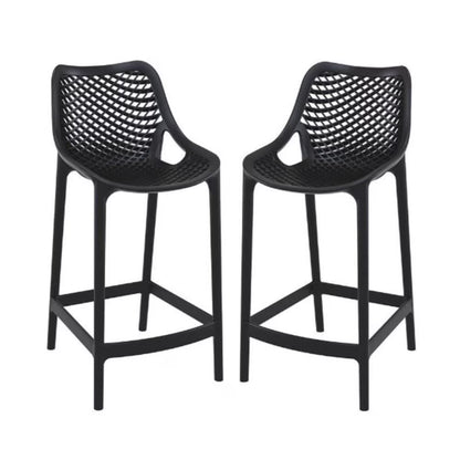 Home Square Polypropylene Patio Bar Stool in Taupe - Set of 2