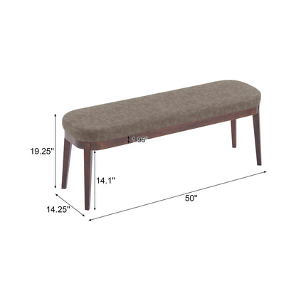 Eleanor Mid-century Upholstered Dining Bench, Entryway Bench with Solid Wood Frame, Beige