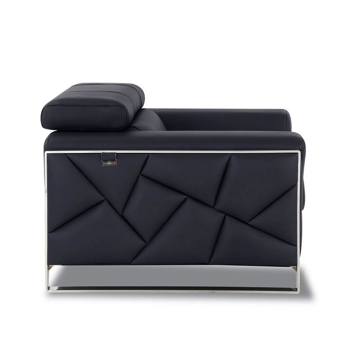 Titan Furnishings 18.5" Modern Genuine Italian Leather Chair in Black