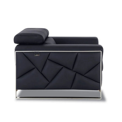 Titan Furnishings 18.5" Modern Genuine Italian Leather Chair in Black