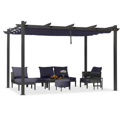 PURPLE LEAF Outdoor Retractable Pergola with Sun Shade Canopy 10' x 13' Patio Aluminum Pergola Shelter for Backyard Deck Garden Modern Metal Grape Trellis Pergola, Beige