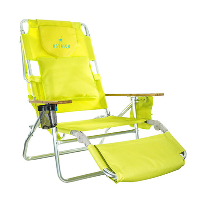 Ostrich Deluxe 3N1 Lightweight Outdoor Beach Lounge Chair w/Footrest, Pink
