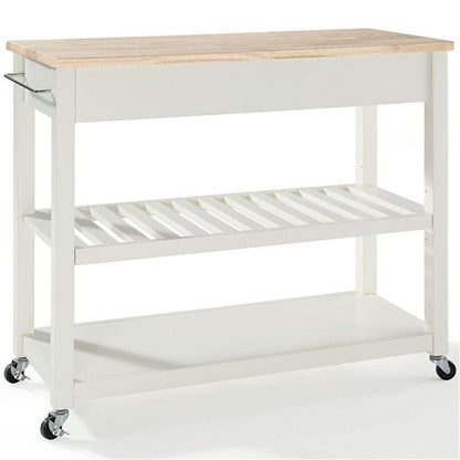 Bowery Hill 2-Drawer Wood Kitchen Cart Island in White/Natural