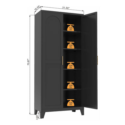 Homy Casa 70.8" White Tall Storage Cabinet with 4 Adjustable Shelves for Kitchen, Pantry Cupboard