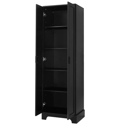Urli Modern Double Door Storage Cabinet with Adjustable Shelves, Black
