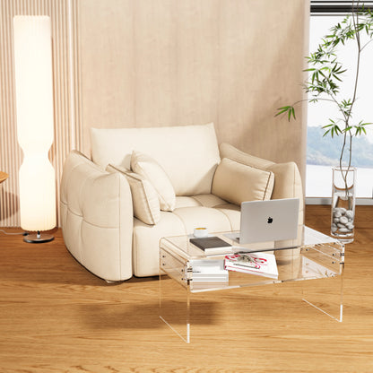 Ageszoe Coffee Table with Storage Shelf ,Acrylic Modern Clear End Table,Kid's Table for Livingroom, 32"L x 16"W x 16"H"