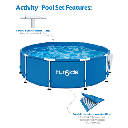Funsicle 10' x 30" Activity Above Ground Swimming Pool Set with 2-in-1 Pump, Round Frame