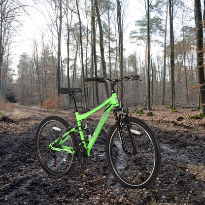 Full Suspension Mens Mountain Bike, 26 inch Bike for Men Women, Green