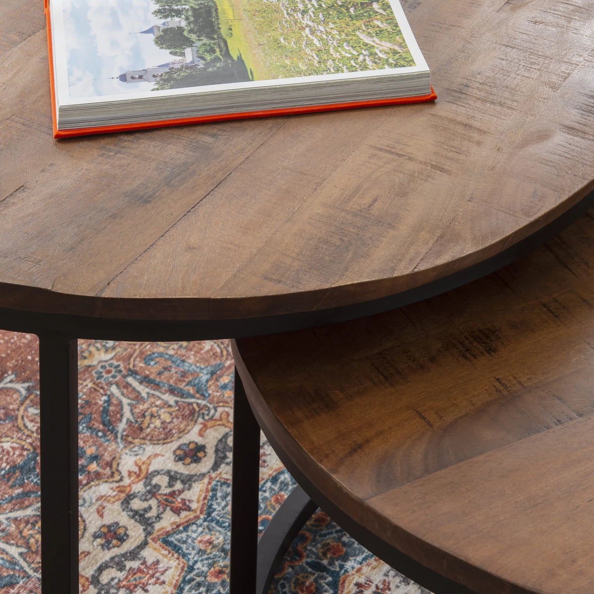 Darden Bohemian Nesting Coffee Tables, Set of 2, Black/Brown