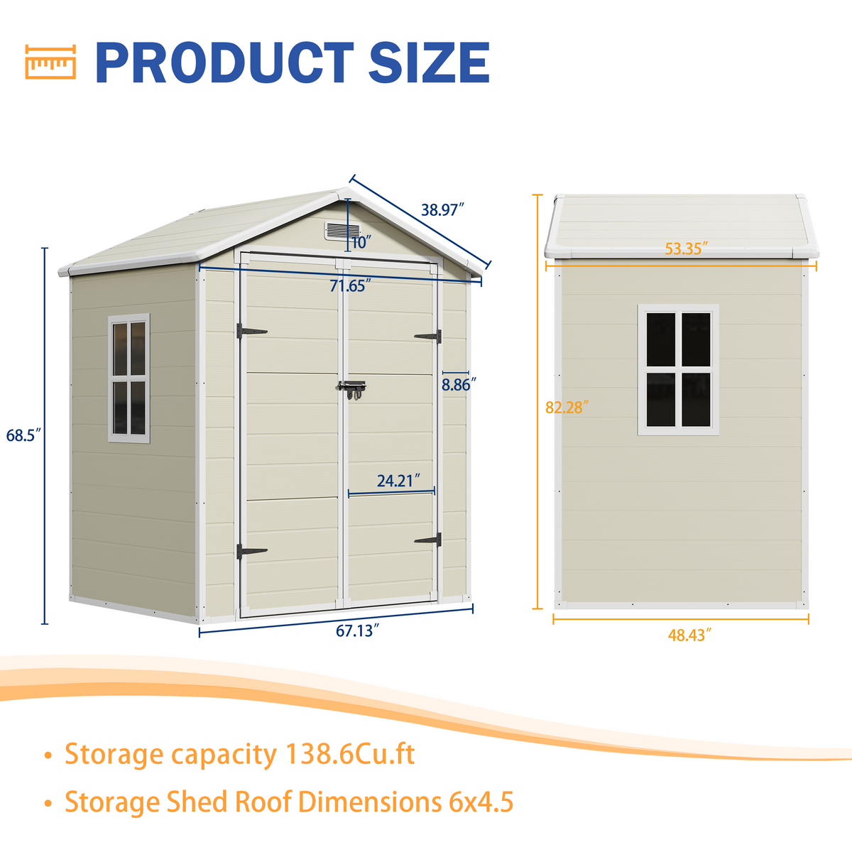 UDPATIO Outdoor Storage Shed 5x3 FT, Resin Garden Shed for Backyard, Patio, Lawn, Grey & White