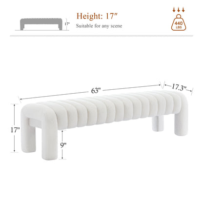 Zesthouse 63�� End of Bed Bench, Linen Tufted Upholstered Ottoman Bench with Padded Seat and Solid Wood Leg, Modern Entryway Bench for Bedroom, Living Room, Beige
