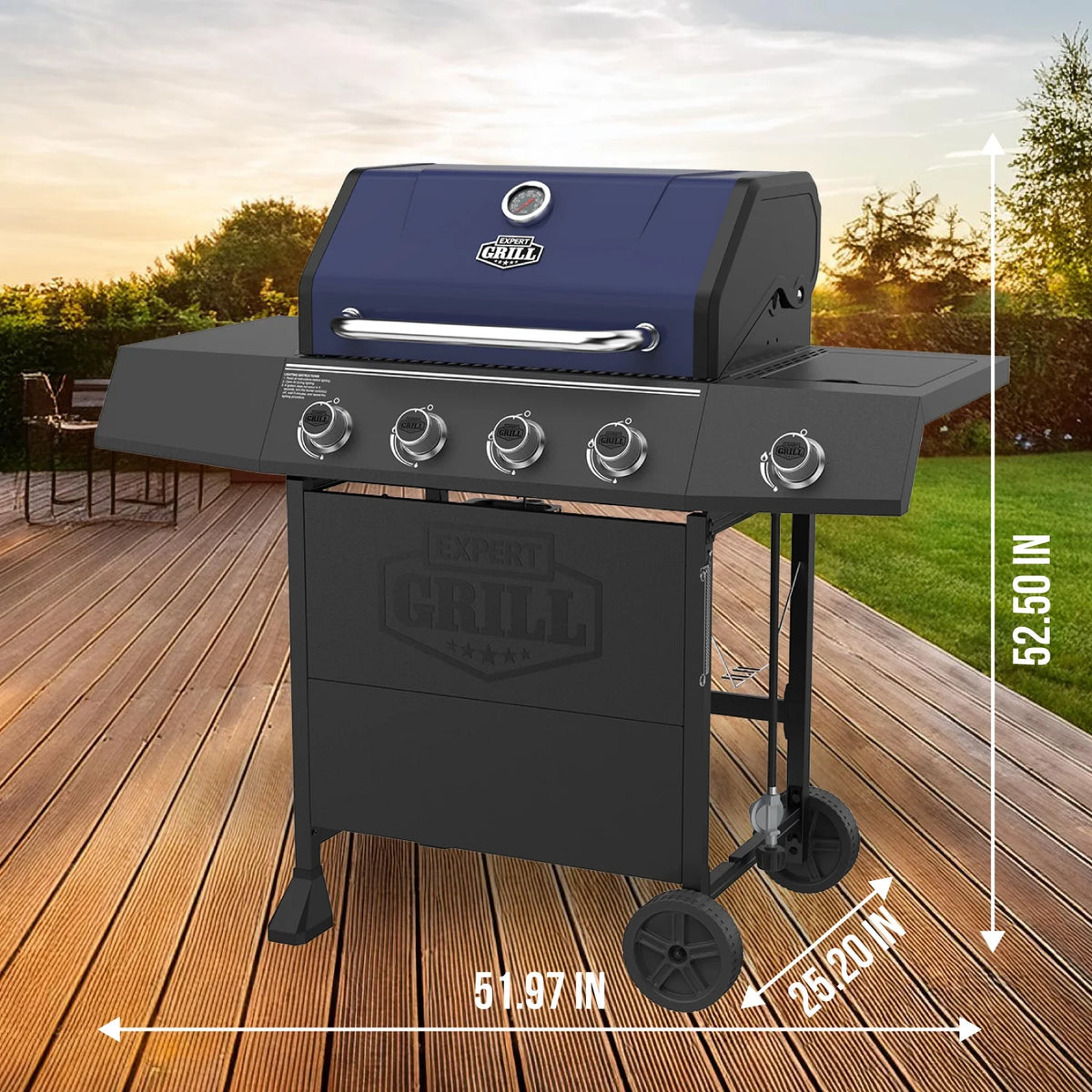 Expert Grill 4 Burner with Side Burner Propane Gas Grill in Blue