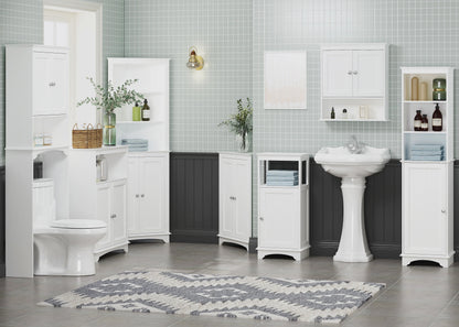 Spirich Tall Corner Cabinet with 2 -Shutter Doors, free-standing floor cabinet, White
