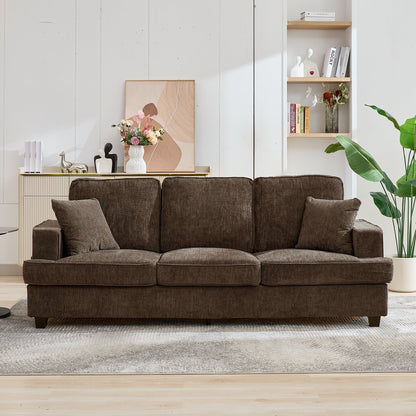 Korser 89" Chenille Sofa 3 Seater Couch with Extra Upholstered Deep Seats for Living Room,Removable Cover,Beige